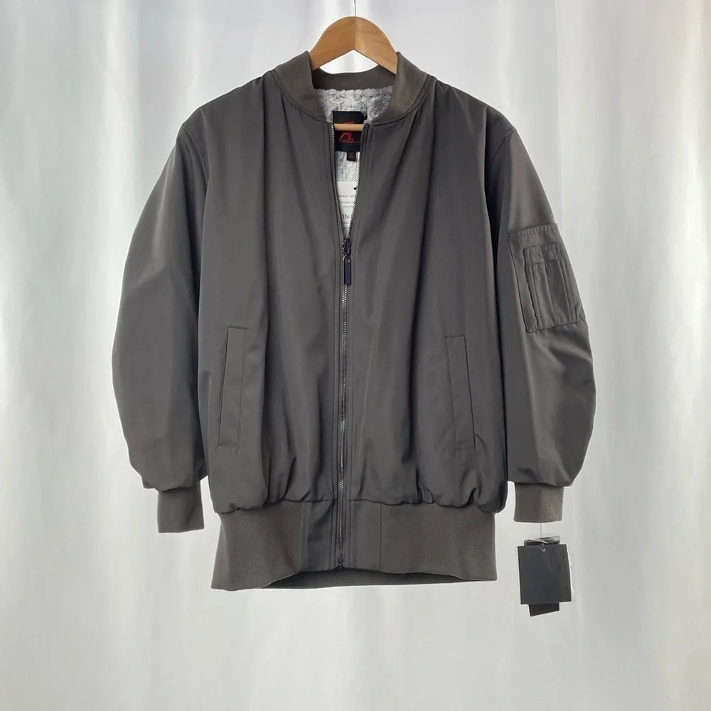 NWT A by Adrienne Landau‎ Faux Fur Reversible Bomber Jacket in Grey Size XS